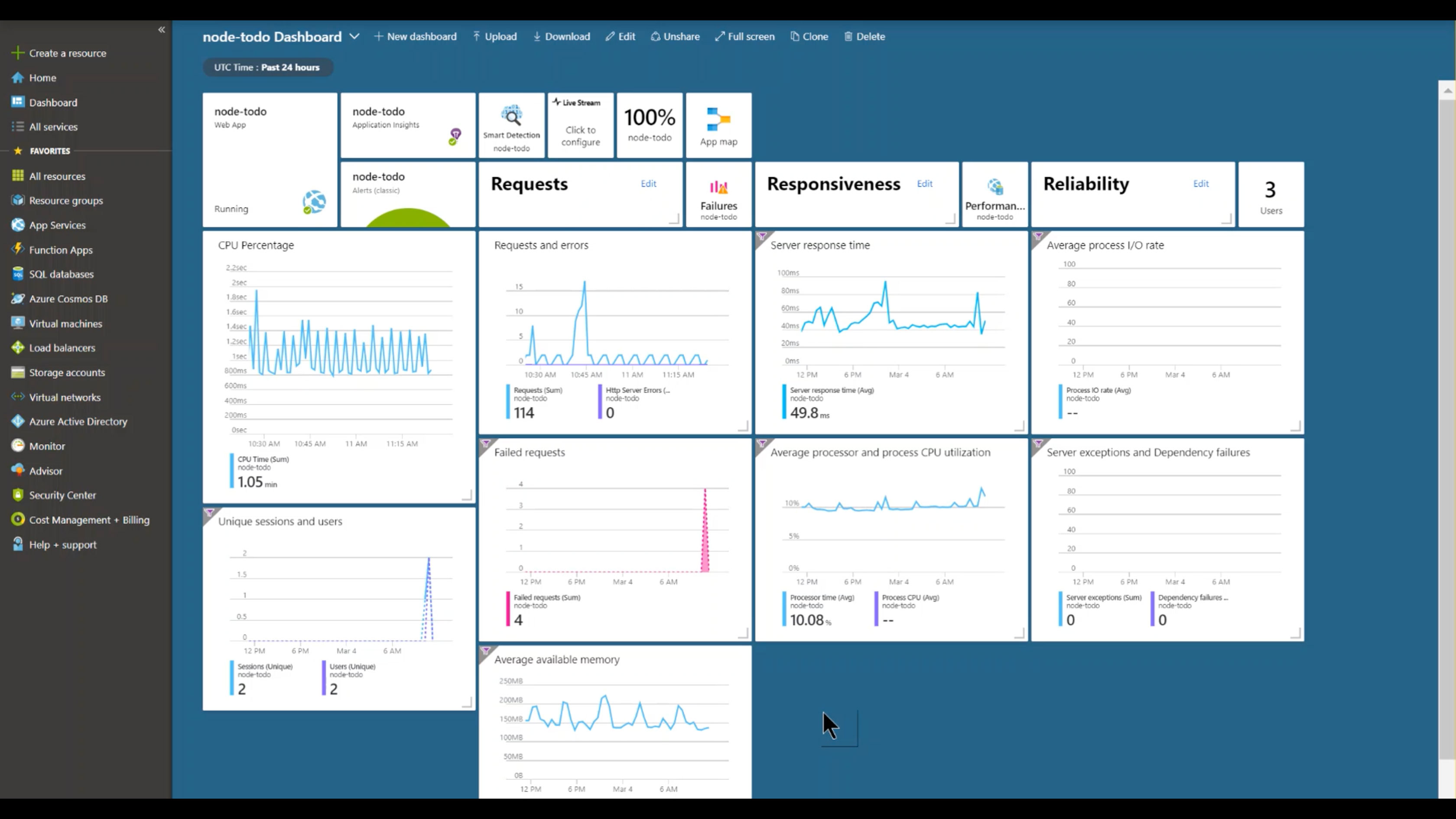 在 Azure 门户中使用 Application Insights 浏览应用程序诊断