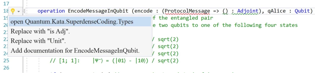 Screenshot for new code actions to 0.9 QDK release