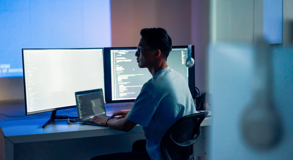 Person using a computer.